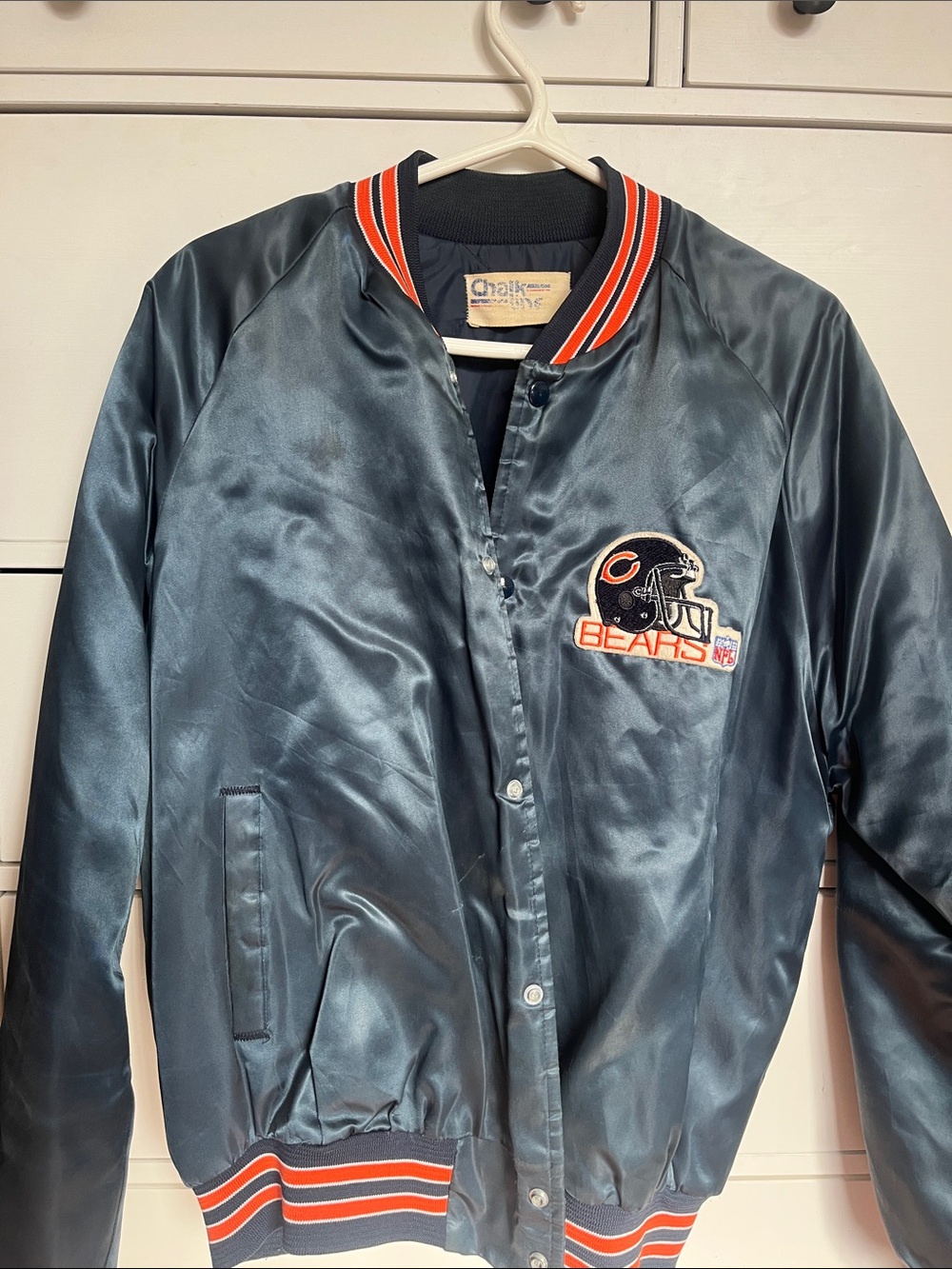 Chalk Line Men’s Navy Bomber Jacket with Red Stripe Collar